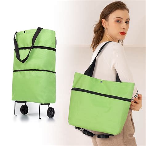 Foldable Shopping Trolley Bag With Wheels Collapsible Shopping Cart