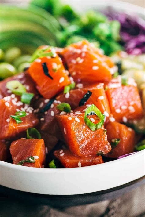 Spicy Wild Alaska Sockeye Salmon Poke Bowl Recipe Jessica Gavin