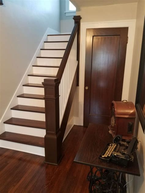 Then lightly sand with a fine grit sanding block. Refinishing Hardwood Stairs | Stair Designs