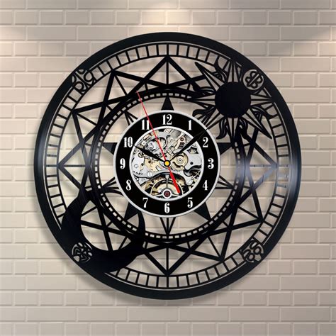 1piece astronomy black cd vinyl record wall clock creative timepiece decorative cut out lp