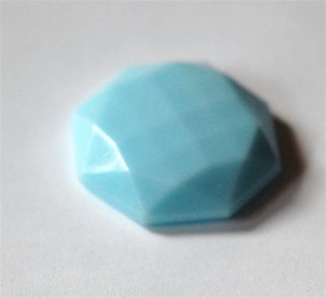 Vintage Opaque Light Blue Faceted Octagon Glass Cabochon Etsy