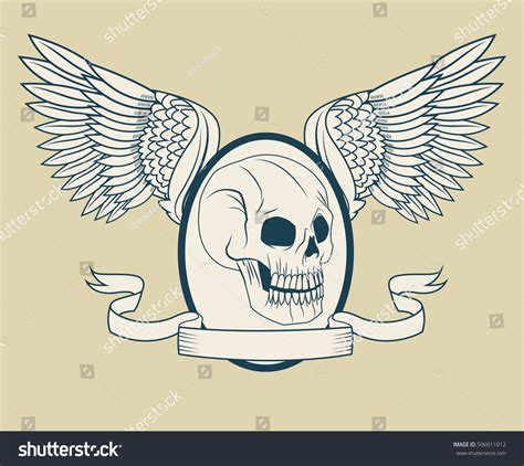 Skull Wings Tattoo Art Design Stock Vector Royalty Free 506611012