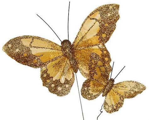 Gold Glittered Artificial Butterflies Anniversary 25th And 50th