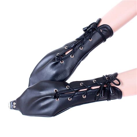 buy pu leather sexy gloves hand wrist cuffs sex position bondage belt slave