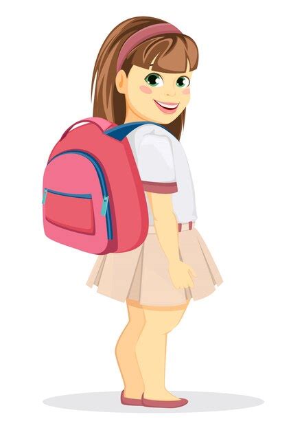 Premium Vector Schoolgirl With Backpack