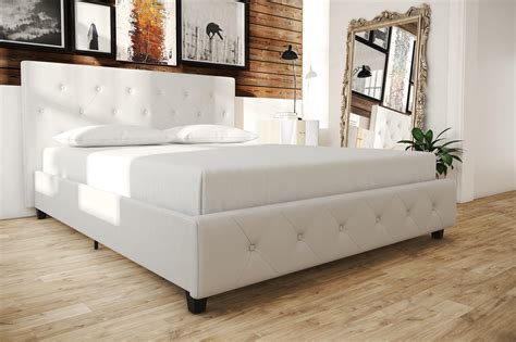 Dhp Dakota Upholstered Platform Bed Full Size Frame White Walmart