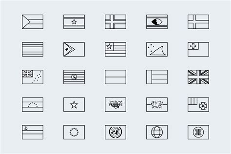 Simplified Outline World Flags Pre Designed Illustrator Graphics