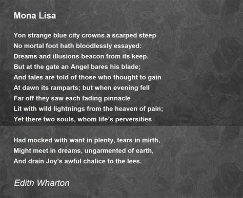 Mona Lisa Poem By Edith Wharton Poem Hunter Comments