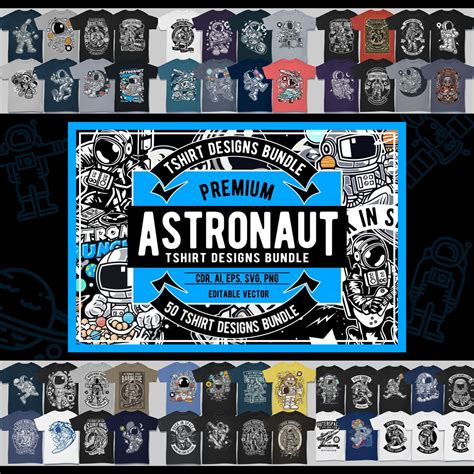Astronaut T Shirt Designs Bundle Masterbundles