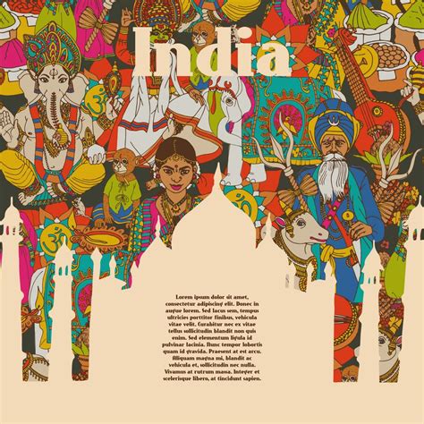 India Cultural Symbols Patterns Poster Art Print By Igorg X Small