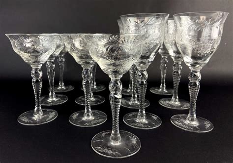 Lot Vintage Hawkes Cut Crystal Wine Glasses