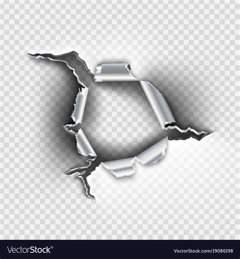 Ragged Bullet Hole Torn In Ripped Metal Royalty Free Vector