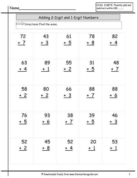 Free Double Digit Addition Worksheets