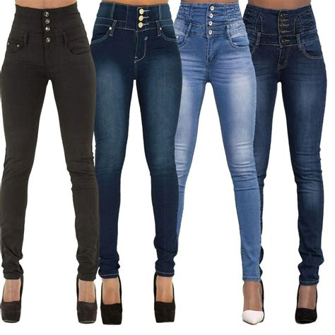 Canis Women Pencil Stretch Casual Denim Skinny Jeans Pants High Waist Jeans Trousers Walmart