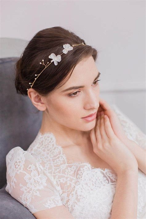 Gold Wedding Hair Vine With Pearls And Silk Flowers Hareré