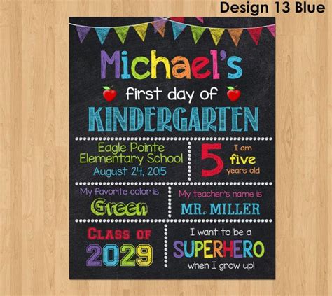 First Day Of Kindergarten Sign First Day Of By Kidspartyprintables