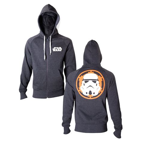 Star Wars Stormtrooper Hoodie Mens Grey Zip Up Hooded Sweatshirt Unisex