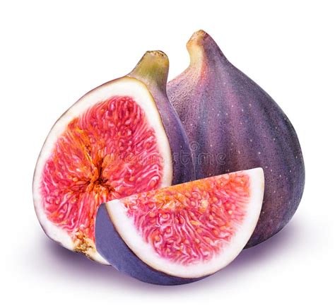 Ripe Figs Cut Piece Collection Isolated On White Background Stock Image