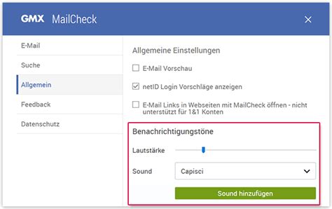 Benachrichtigungston Im Mailcheck Für Mozilla Firefox ändern Gmx Hilfe