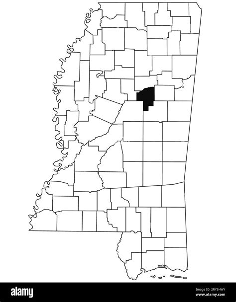 Map Of Choctaw County In Mississippi State On White Background Single