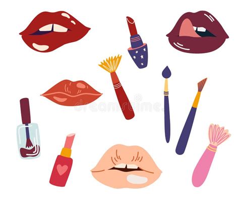 Women Cosmetics Set Lips Nail Polishes Makeup Brushes Lipsticks