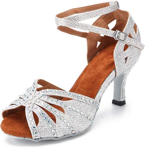 Aoqunfs Scarpe Da Ballo Latino Americano Donnabambina Tacco Strass