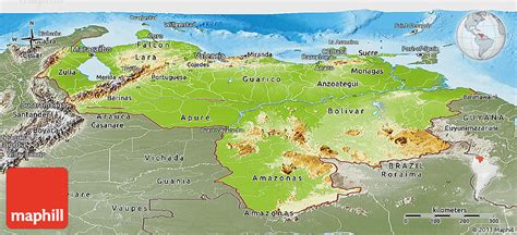 Physical Panoramic Map Of Venezuela Semi Desaturated Land Only