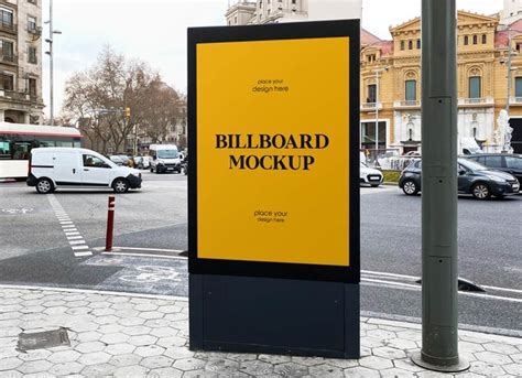 Vertical Stand Street Billboard Mockup Free Psd Templates