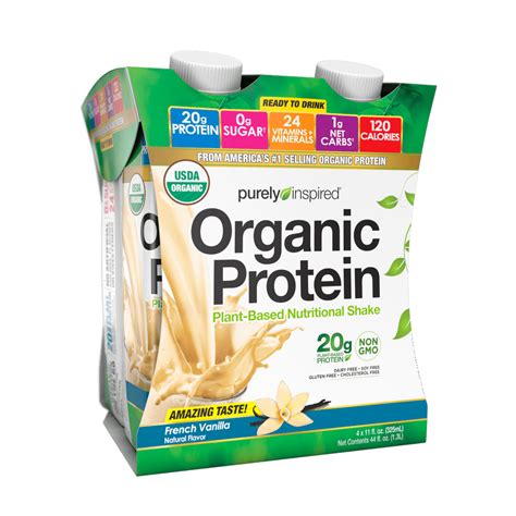 Organic Protein Shake Ready To Drink 20g Plant Based Protein No Sugar Low Carbs Naturally