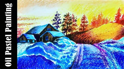 Easy Landscape Drawing For Beginners Winter Season Oil Pastel Drawing