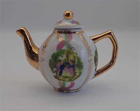 Miniature Teapot Courting Couple Design 8cm 3 Tall Etsy Tea Pots