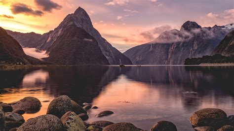 Milford Sound Sunset New Zealand Hd Nature 4k Wallpapers Images