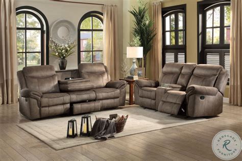 Aram Brown Double Glider Reclining Console Loveseat From Homelegance