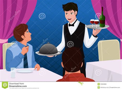Waiter In A Restaurant Serving Customers Royalty Free Stock Image