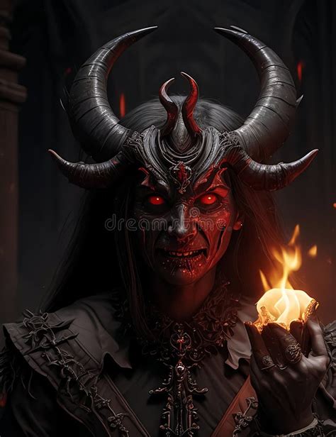 Evil Demon Horns Devil Holding Flame Stock Illustration Illustration