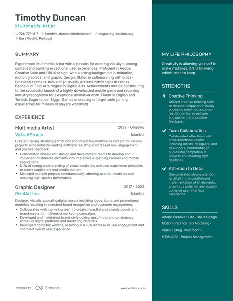 3 Multimedia Artist Resume Examples And How To Guide For 2023