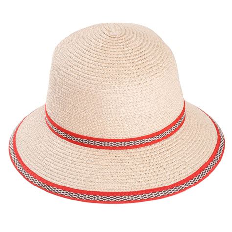 S380 Ladies Short Brim Straw Hat With Detail Brimband