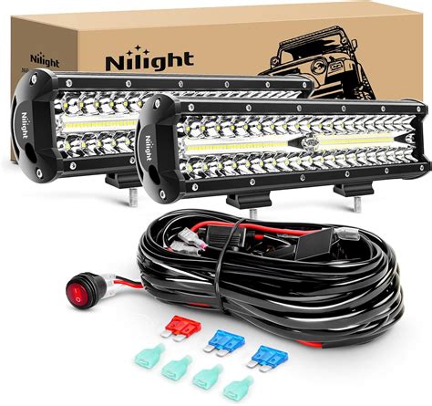 Buy Nilight Led Light Bar 2pcs 12 Inch 300w Triple Row Flood Spot Combo