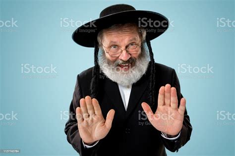 Portrait Of Old Senior Orthodox Hasdim Jewish Man Stock Photo