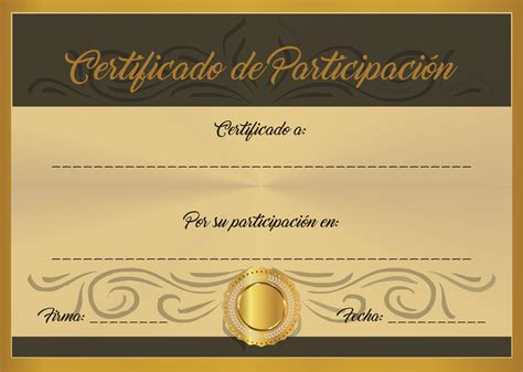 Certificado De Participación Para Completar Diseño Dorado Arte Taringa