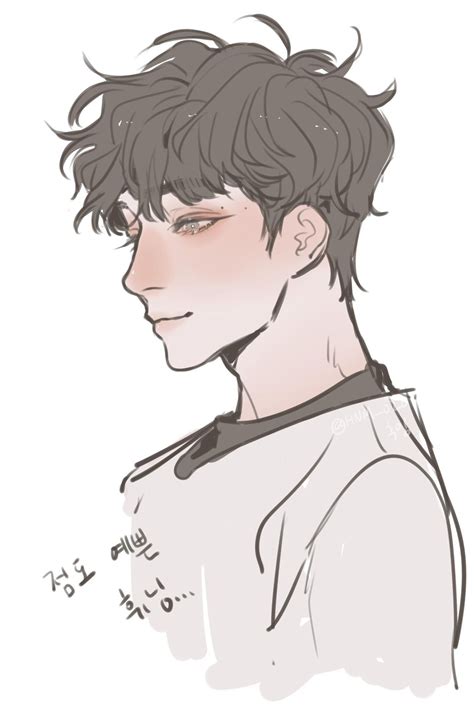 Anime Guy With Curly Hair Drawing Pic Park