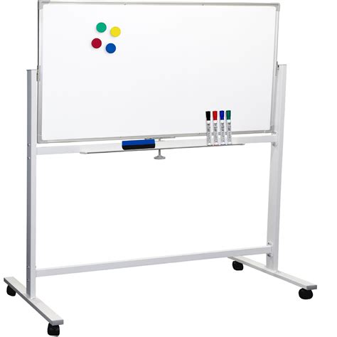 Large 48x32 White Board On Wheels Rolling Stand And 4 Dry Erase Markers