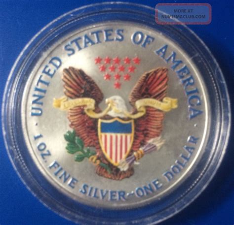 Colorized American Oz Silver Eagle Coin Fine Silver Two Sided