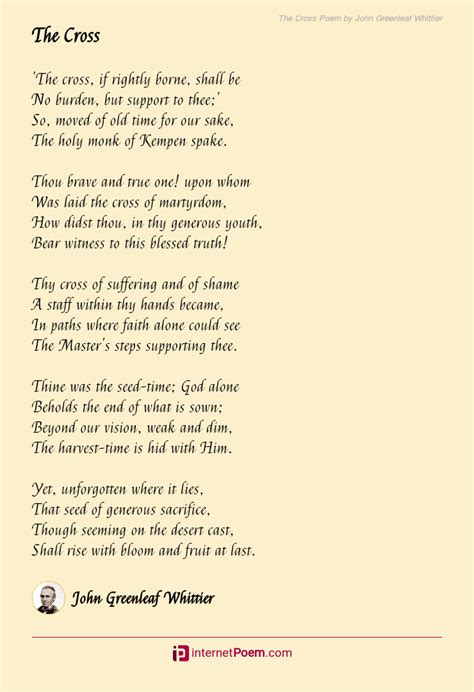 The Cross Poem By John Greenleaf Whittier