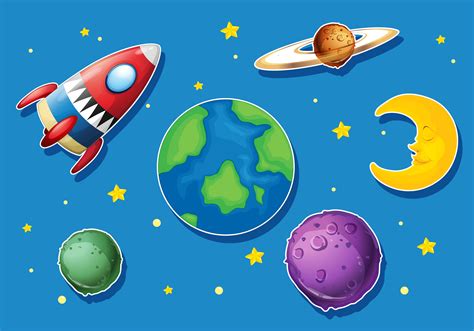 Rocket And Many Planets In Space 434443 Vector Art At Vecteezy