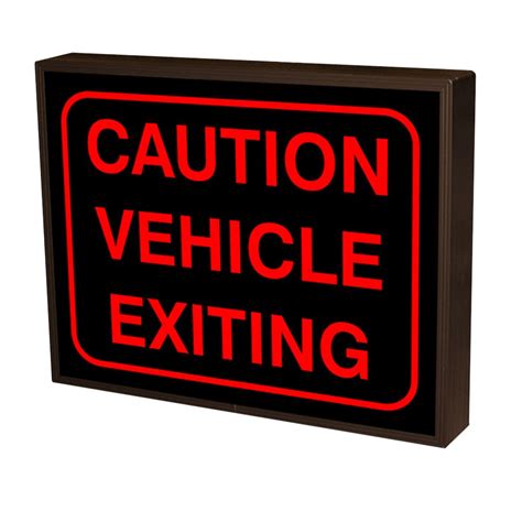 Caution Vehicle Exiting Led Backlit Sign 120 277 Vac 14x18 Backlit