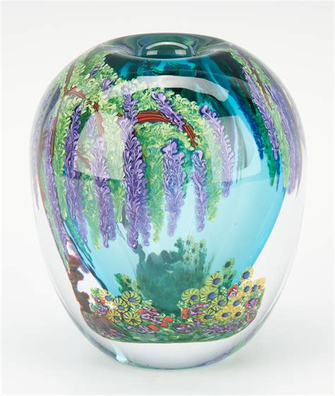 Lot 544 2 Chris Heilman Art Glass Vases Iris And Wisteria Case Auctions