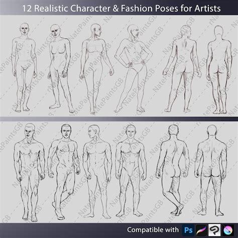 Male And Female Character Concept And Fashion Figure Templates Etsy