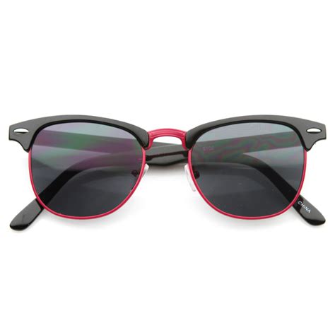 classic retro fashion colorful half frame horn rimmed style sunglasses