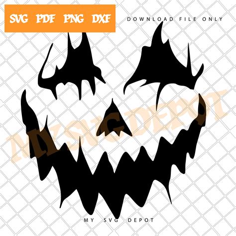 Scary Pumpkin Face Svg Halloween Svg Digital File Only Etsy